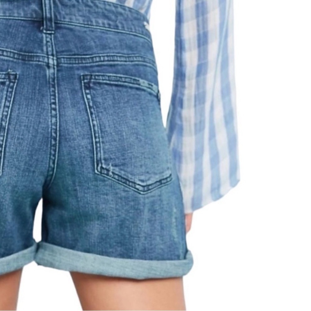 Embroidered Dark Blue Denim Women's Shorts - Picture 3 of 13